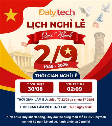 THÔNG BÁO LỊCH NGHỈ LỄ QUỐC KHÁNH 2/9/2026